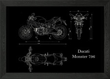 Ducati Monster 796 Framed Wall Art Poster Canvas Print Picture