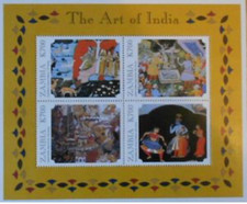 Zambia #Mi785-Mi788 MNH M/S 1998 India Ragamala Babur Hamza Mewar 727