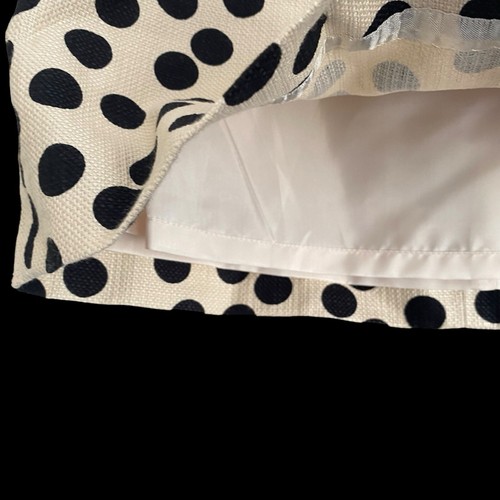 J Crew Mini Skirt Women Size 4 Cream/ Black Big Polka Dots Lined - Picture 4 of 11