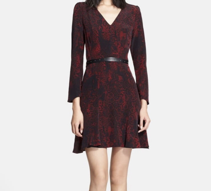 The Kooples / red silk python belted stud wrap sn… - image 2