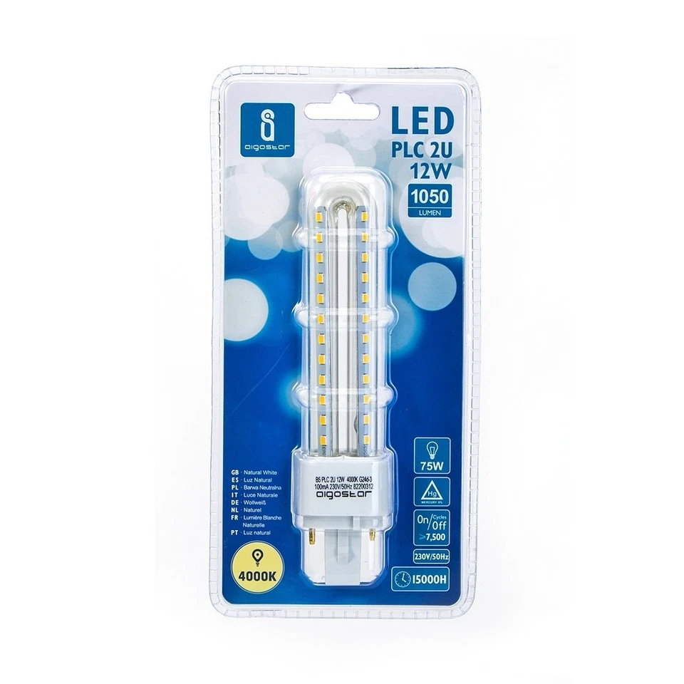 Lampadina Led G24d-3 (2 pin) PL-C 12W Bianco neutro 4000K Aigostar - Immagine 3 di 4