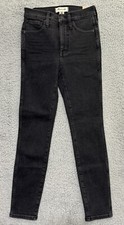 Madewell 10" High Rise Skinny Black Denim Jeans Womens 25x25 Stretch 25P NEW