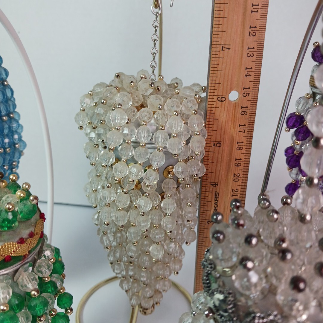 Lot of 5 TEA BALL ORNAMENTS Beaded Chandelier VINTAGE Christmas Potpourri Holder eBay