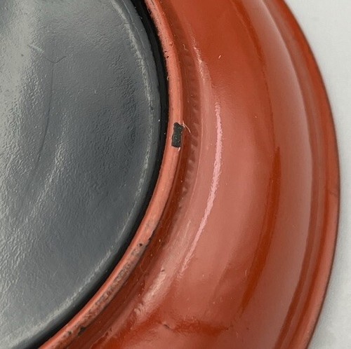 Antiguo Juego de 4 Platos Lacados Pequeños Japoneses Rojo Pintados a Mano 11cm de Ancho - Imagen 16 de 17