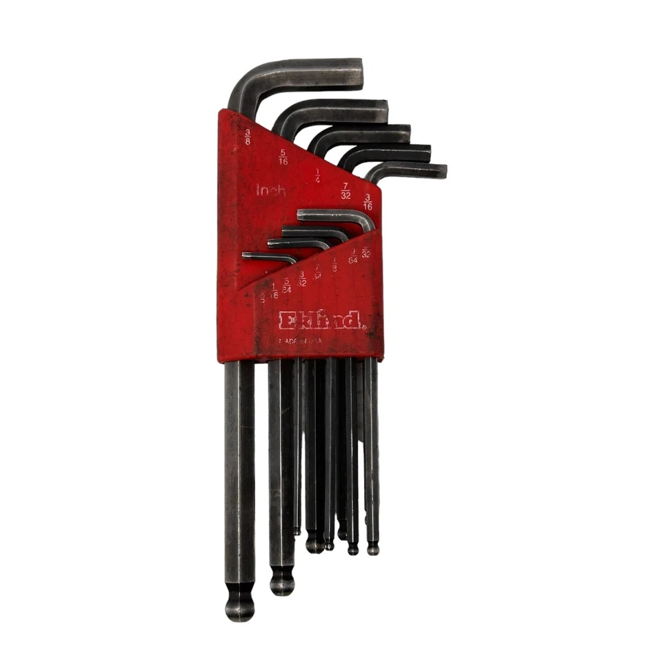9 Pieces L-Shape Ball Hex Keys Eklind 3/32" 1/8" 9/64" 3/8" 5/16" 1/4" 7/32" - Image 2 of 4