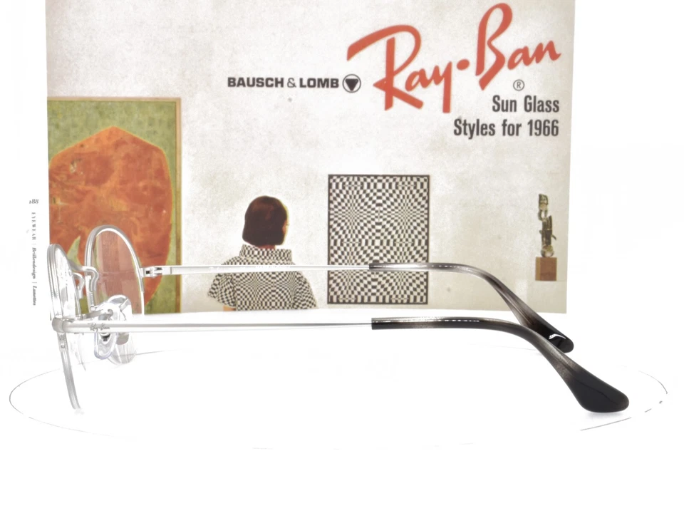 Ray-Ban Eyeglasses Satin Silver Half Rim Round Oval 52-22-145 6547 2538 - Image 3 of 4