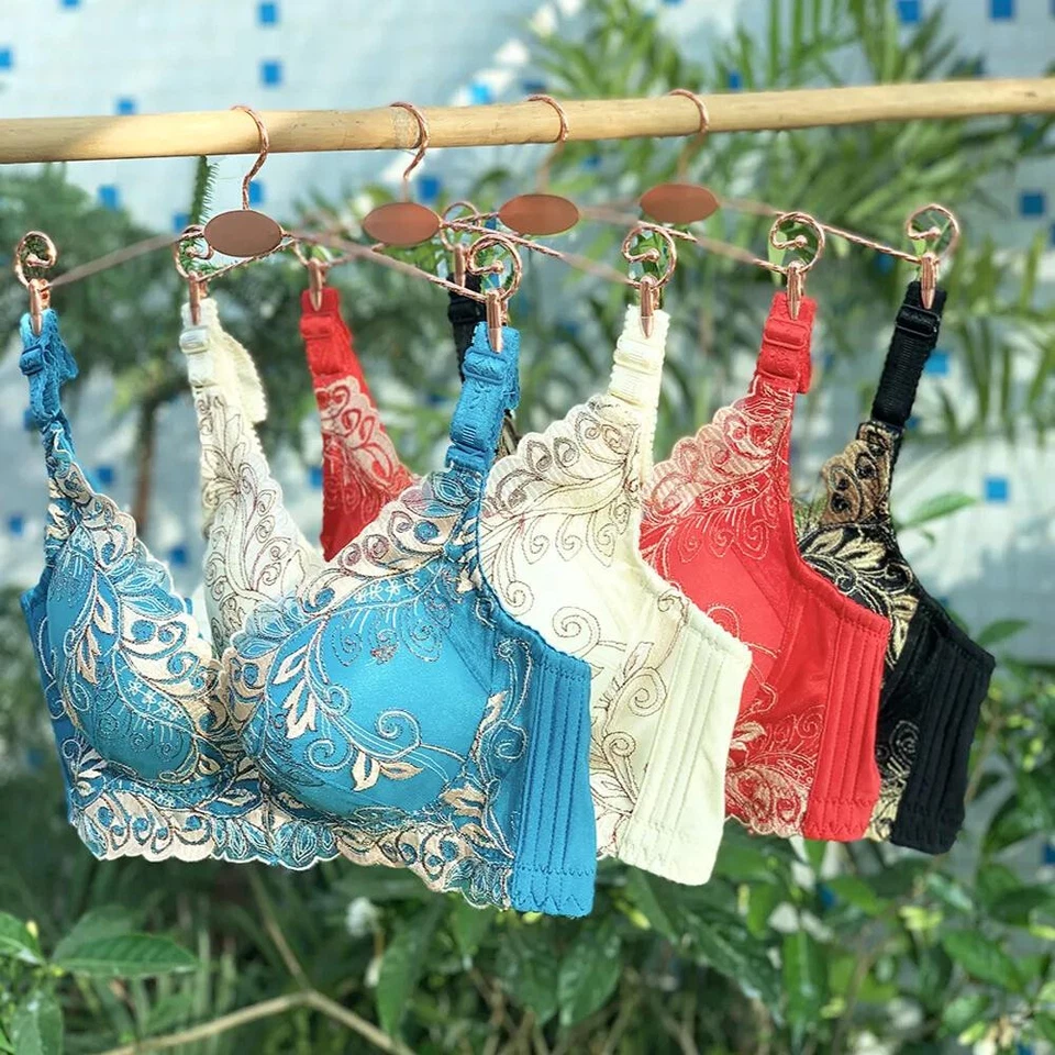 Sexy Lencería Push Up Sujetador Conjunto Reunir Sujetador Calzoncillos Ropa Interior Floral 32A-38B 36-40C Foto 2 de 4