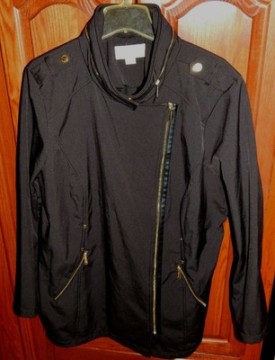 michael kors black jacket with gold zipper