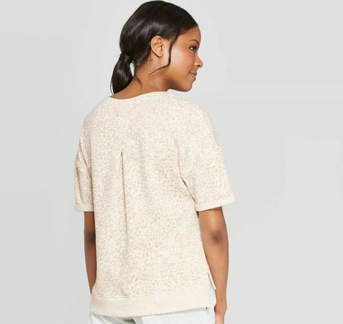 Women's Brushed Fleece Short Sleeve Lounge Sweatshirt - Stars Above - NWT - Picture 9 of 16