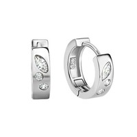Ohrschmuck Creolen Ohrring 925 Sterling Silber Rhodiniert Zirkonia Weiß V