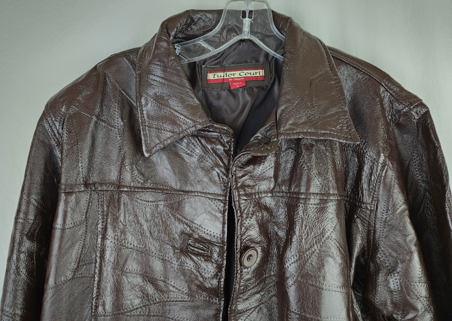 Vintage Patchwork Leather Jacket Brown Womens Lar… - image 2