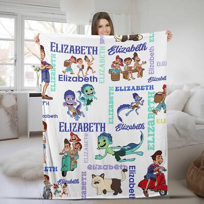 Custom Disney Luca Blanket, Custom Name Alberto Scorfano Luca Paguro Birthday