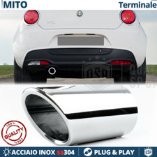 1X TERMINALE di Scarico per Alfa Romeo MITO in ACCIAIO Inox Cromato Plug & Play