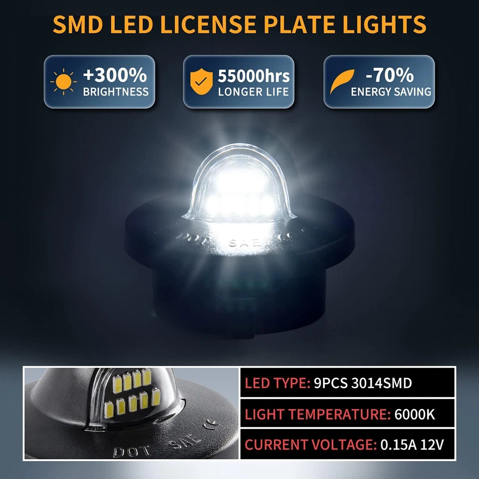 Conjunto de lámpara de etiqueta de luz de matrícula LED de 2 piezas para Ford F150 F250 F350 Foto 4 de 4