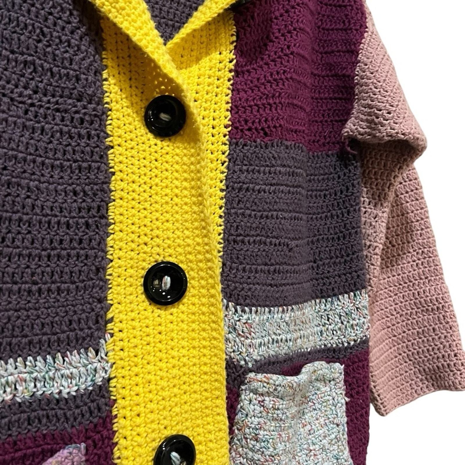 Handmade Unique Small Colorblock Button Cardigan … - image 3