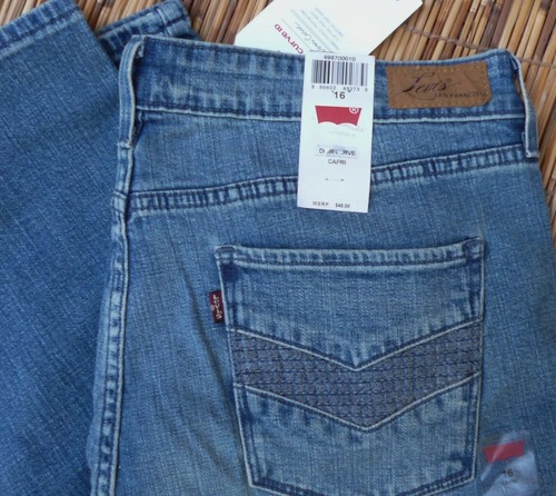 LEVI'S QUALITY DEMI CURVE CLÁSICO MUJER CAPRI ELÁSTICO JEANS LISTA $48 - Imagen 11 de 14