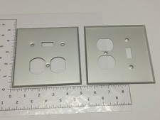 LOT OF 2 SIANOR OVERSIZE ALUMINUM 2-GANG DUPLEX/TOGGLE WALL PLATES (NOS)