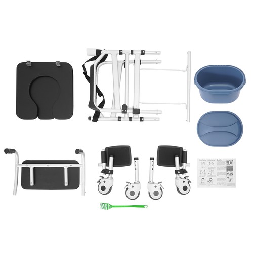Duschstuhl mit Rollen Toilettenstuhl Faltbar Rollstuhl Duschsitz Wasserdichtes - Bild 17 von 17