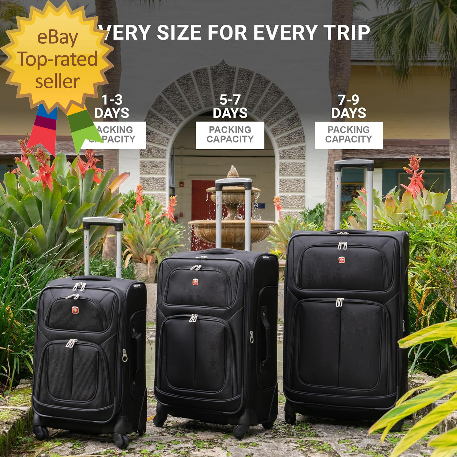 Sion Softside Expandable Luggage, Black, Checked-Large 29-Inch