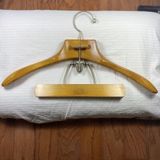 Vintage WALKER 18   Wooden Suit Jacket Hanger Trousers Pants Clamp Wide Shoulder