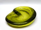 Vintage Blenko Avocado Green Glass Freeform Amoeba Ashtray Trinket Catchall Dish