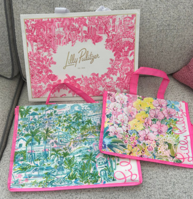 3 Lilly Pulitzer Reusable Shopping Bags Tote NEW