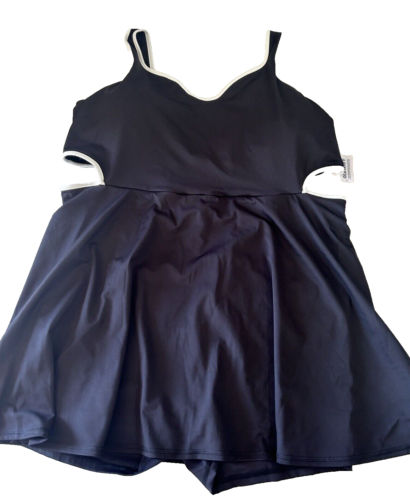 Old Navy Womens Size 3X One Piece Active Powersoft Swimsuit Skort Tank New Black