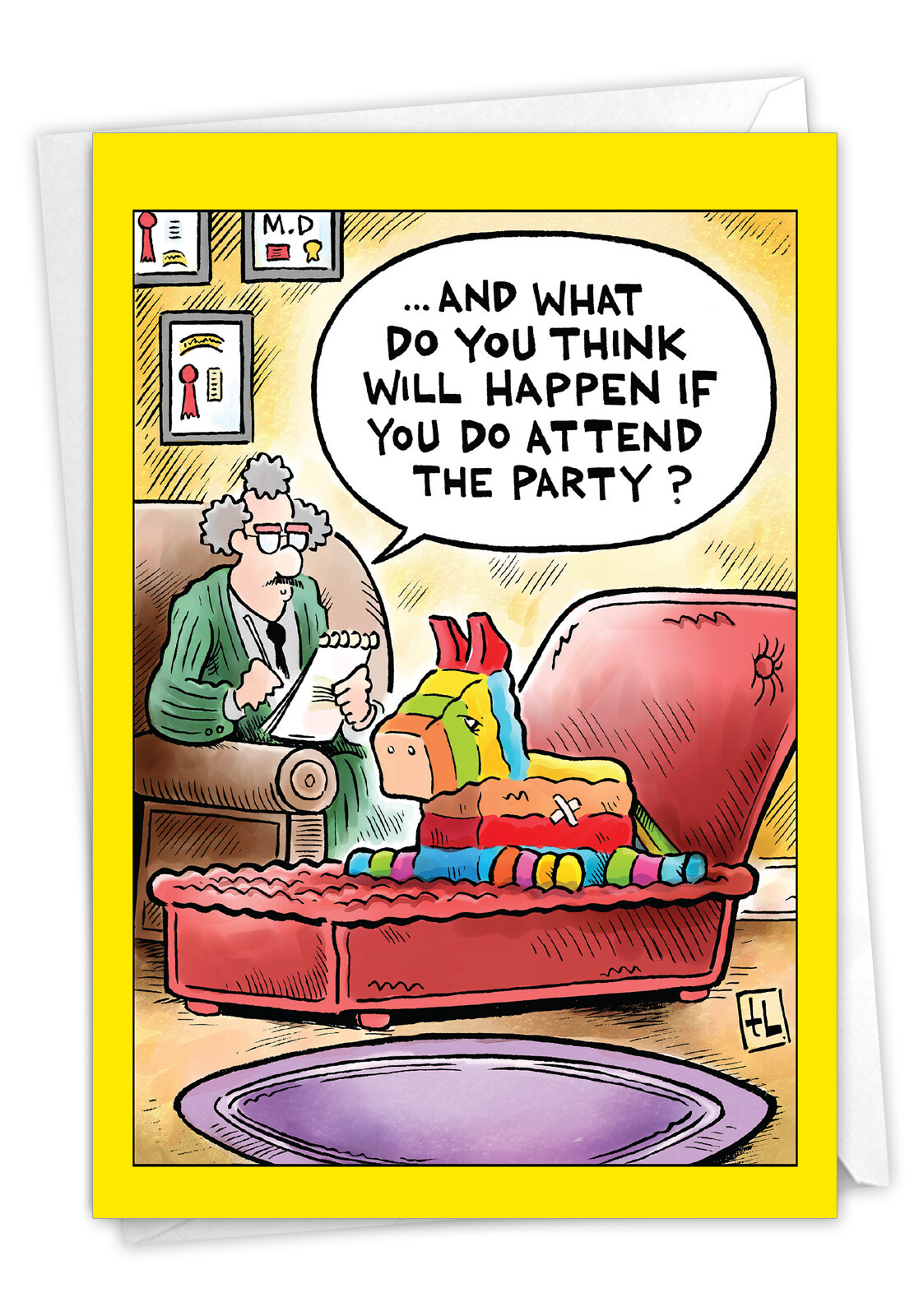 1 Funny Birthday Card with Envelope - Pinata Therapy C9325BDG | eBay