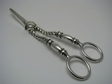 CONTINENTAL PAIR of SILVER PLATED SHEARS SCISSORS SILVERPLATE GRAPE SHEARS 1900s