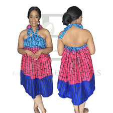 Pink & Blue Halter Swing Dress | One Size (M–XXL)