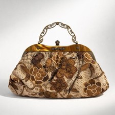 VTG 80s Sequin Evening Hand Bag Metal Top Handle Hippie Party Cocktail Whimsical