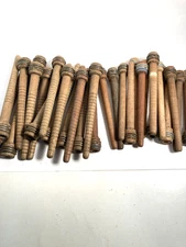 Wood Bobbins, Quills Vintage Factory Reclaimed 7 3/8" and 8" ---lot of 30