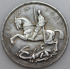 1935 GEORGE VI  ROCKING HORSE  CROWN, BRITISH SILVER COIN, GVF