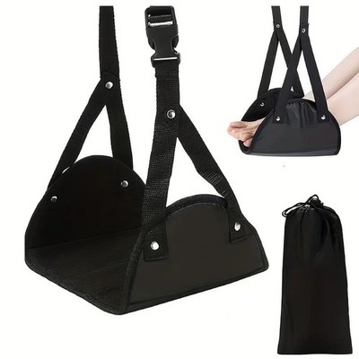 Airplane Footrest Adjustable Strap Portable Travel Hammock Leg Rest Bag