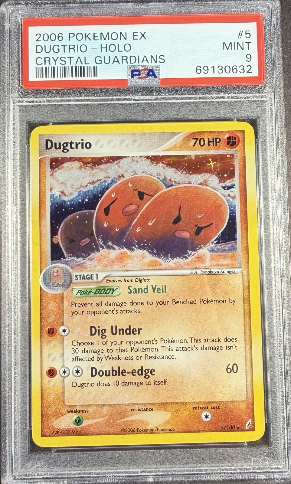 2006 Pokémon EX Crystal Guardians 5 Dugtrio Holo PSA 9 Mint