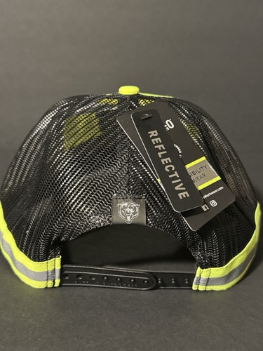 Cappello snapback ventilato riflettente Chicago Bears giallo fluo brillante berretto da lavoro - Foto 4 di 6