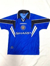 Vintage Manchester United Away Jersey Blue Umbro Sharp Men’s Large