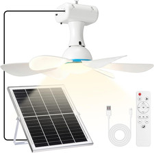 1 Set Solar Battery Powered Ceiling Fan Light with Remote Portable Gazebo Fan 12
