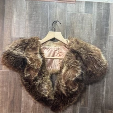 Vintage Brown Faux Fur Stole Scarf Wrap Unbranded Shawl Collar Style