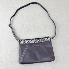 Tommy Hilfiger Navy Monogram Shoulder Bag Zip Top Adjustable Strap Purse