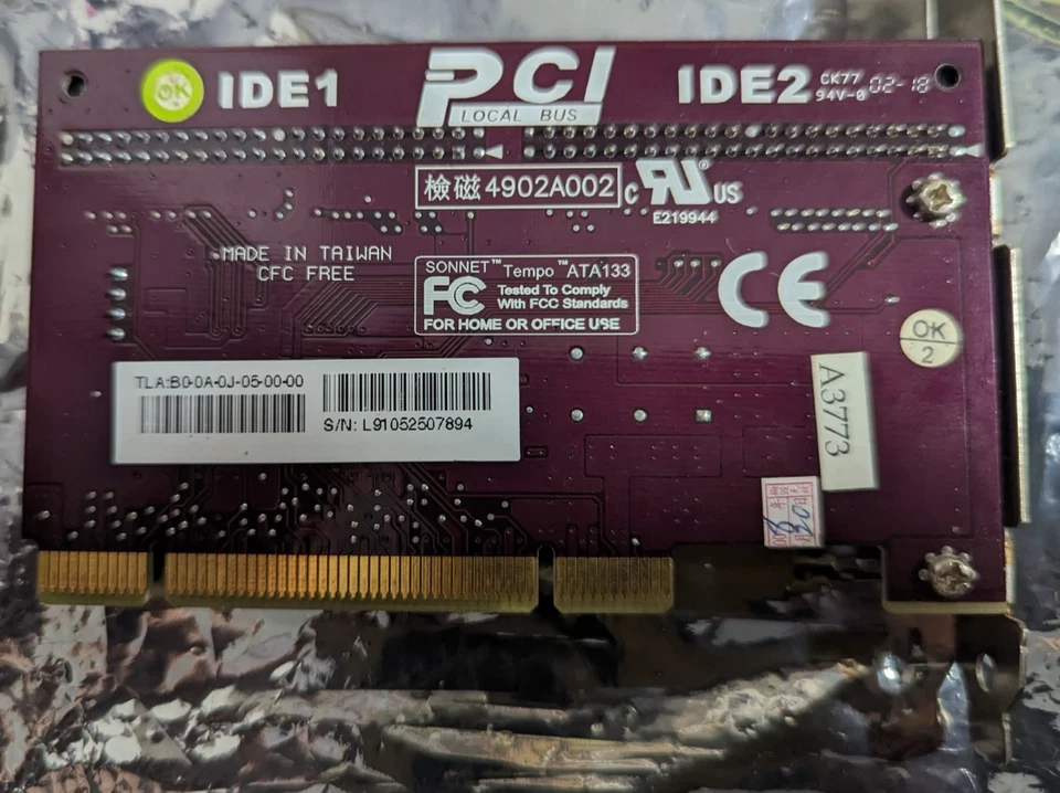 Sonnet Tempo ATA133 PCI IDE ATA/133 PC/MAC Controller Card TESTED - Image 4 of 4