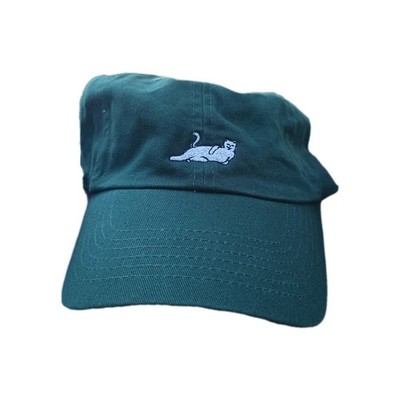 cat mom & cat dad hat with White Cat Embroidered One Size Fits All Adjustable