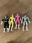Power rangers In Space 1997 Vintage Figure Lot - Silver, Black, Pink, And Yellow