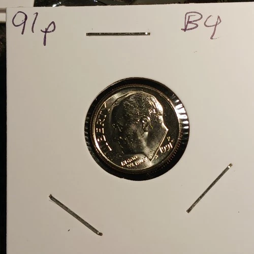 1991-P Roosevelt Dime — photo from the most recent tracked eBay sale