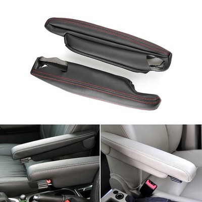 For Land Rover Freelander LR2 2*Black Leather+Red Seat Armrest Handle Box Cover
