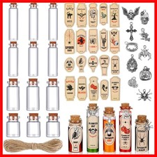 Elegant 53-Piece Halloween Potion Bottle Set with Cork Stoppers - 5 to 20 ml