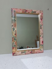vintage floral mirror from 1980s with bevelled edges good condition 
