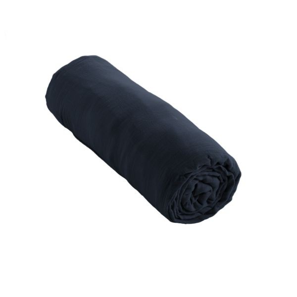 Drap housse 200x200 gaze de coton GAÏA Minuit sans repassage pour grand lit
