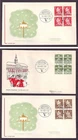 e6215/ Denmark (3 stk) 4-Block FDC Cover 1963