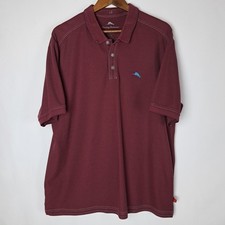 Tommy Bahama Polo Shirt Mens XL Supima Cotton Blend Red Short Sleeve Blue Logo